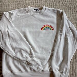Madhappy White Crewneck with Rainbow Detail